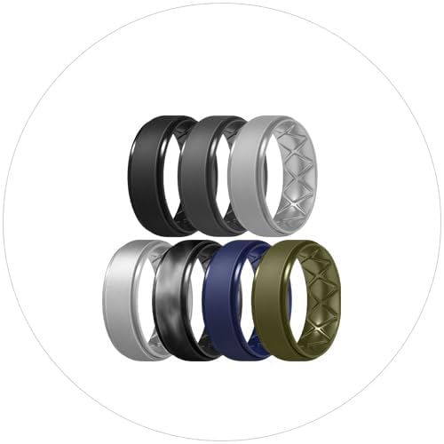 Egnaro Men's Rings 8.5mm Wide-2mm Thick Inner Arc Ergonomic Breathable Rubber Wedding bands-Hypoallergenic for Gym/Outdoor/Gift((1-7 Variety Pack with Half Size) - image 7