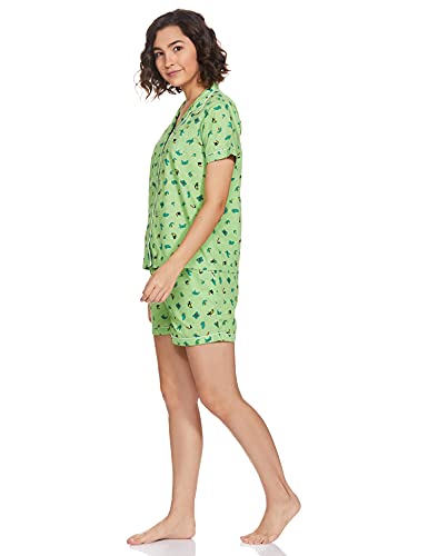 Image of Amazon Brand - Eden & Ivy Women's Cotton Regular Fit Shirt and Shorts Night Suit (Night Wear | Co-ord Set | Lounge Wear Set)