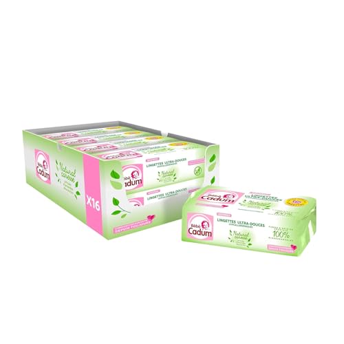 Bébé Cadum Lingettes à l'Huile d'Amande Douce Bio, Pour Visage, C...