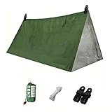 Emergency Survival Tent Kit - 2-Person Mylar Thermal Shelter, Waterproof Windproof Reusable Tube Tent with Whistle Paracord & Tent Clip, Compact Lightweight for Camping, Hiking, Emergency Prep