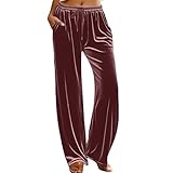 Generisch Pantalones de terciopelo para mujer, elegantes, pierna recta, cómodos, suaves, pantalones de chándal con cordón, pantalones de entrenamiento de invierno, cálidos, fiestas, clubes, pantalones