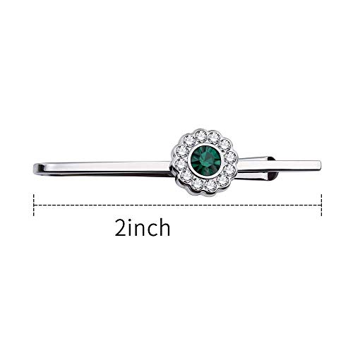 2 Inch Tie Clip For Men Tie Bar Crystal Tie Pin In Gift Box Wedding Birthday Anniversary Party - Green Crystal #TOP2