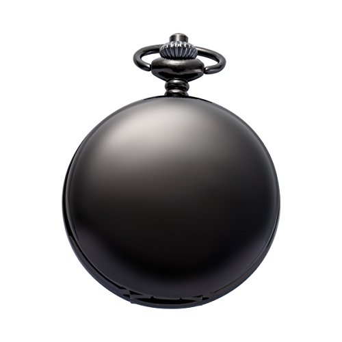 Manchda Mechanical Roman Numerals Dial Skeleton Pocket Watches With Box And Chains For Mens Women (1.Black Blue) #TOP1