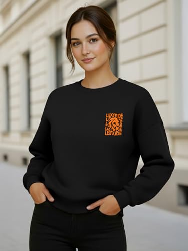Image of LEOTUDE Women's Boyfriend Fit Loopknit Sweatshirt | Full Sleeve Drop Shoulder | Sweatshirt for Women