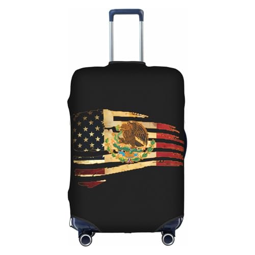 Travel Luggage Cover Vintage Mexican America Flag Combination Fashion Washable Baggage Suitcase Protector Fit For Luggage Small