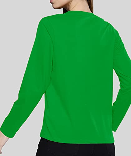 Image of Premium Plain Women V Neck Full Sleeves Cotton Tshirt. Festive,Offer,Discount,Sale,Limited Edition, Trending Tees and Tshirts.