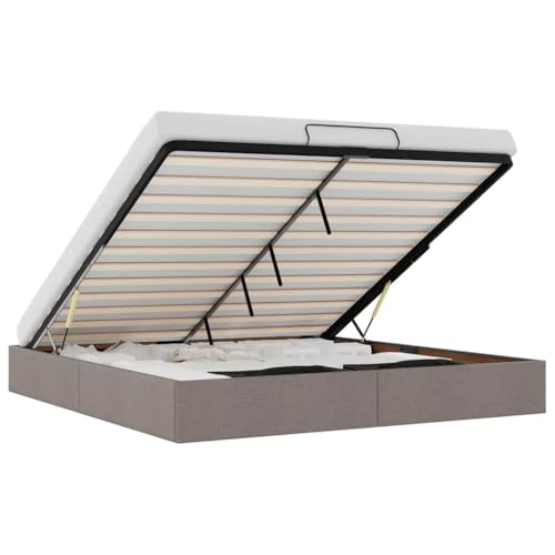 betten, bettrahmen & lattenroste kopfteil Bett Bett ohne kopfteil bettrahmenOttoman-Bett mit Matratzen & LEDs Dunkelgrau 160x200 cm SamtGeeignet für Schlafzimmer – Bild 3
