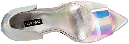 Nine West Women's PRICE3 Heeled Sandal, Silver Irredescent, 9 | Image 4