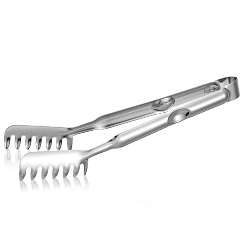 Yuanchu Pince à pâtes - 28 cm - Avec poignée en dents - En acier inoxydable - Avec poignée ergonomique - Pour servir des pâtes - Pour spaghetti, pâtisserie, cuisine