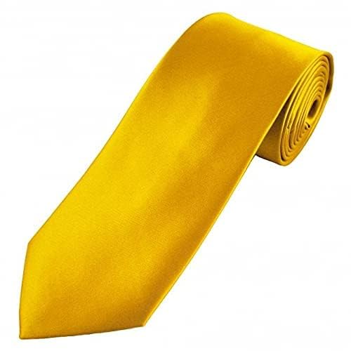 ARYANSH SHOPPE Men's Solid Color Satin Microfiber Tie, Regular and Skinny Width for Office, Interview Wedding Formal Dress (YELLOW)-picture-35