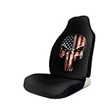 American Skull Flag Patriotic Front Car Seat Cover 1pcs/2pcs,Vehicle Seat Protector Automotive Mat...