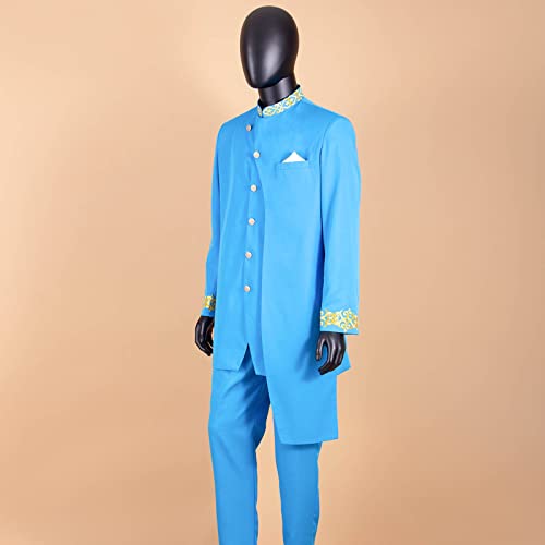 Men`s Suit Slim Fit Embroidery Single Breated Blazer and Pants Set Business Dress Suit African Clothes4