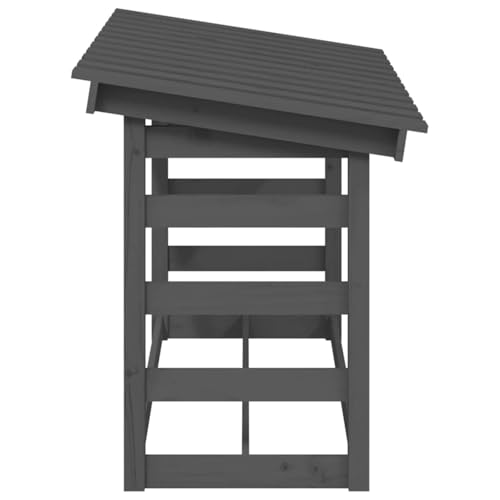 Râtelier à bûches extérieur intérieur en métal ventilé gris