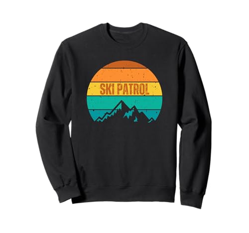 Patrulla de esquí retro vintage atardecer montañas Sudadera