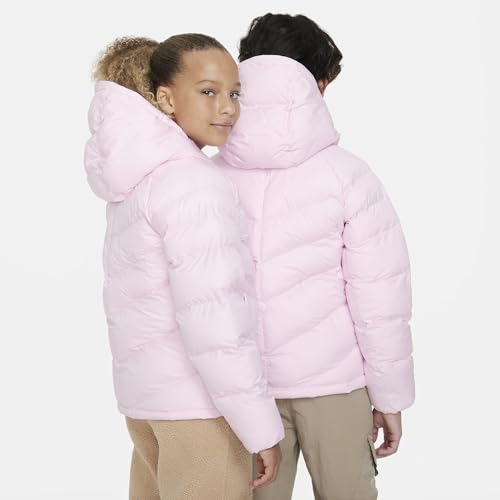 Nike Sportswear DX1264-011 Jaqueta infantil unissex com capuz acolchoado sintético, Espuma rosa/bran