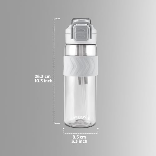 Image of MILTON Calvin 1000 2-in-1 Sip or Gulp Lid Water Bottle 1 ltr | Unbreakable | BPA-Free, One-Click Open,Leak-Proof, Crystal Clear Design, Sipper Water Bottle For Office, School, College, gym set, White