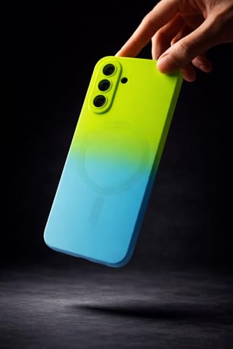 Image of amazon basics Gradient Mag-Safe Case for Samsung Galaxy A17 / M17 / F17 5G | Soft Silicone Shockproof Cover with Camera Protection | Slim Lightweight Design | Smooth Touch & Durable - Green & Blue