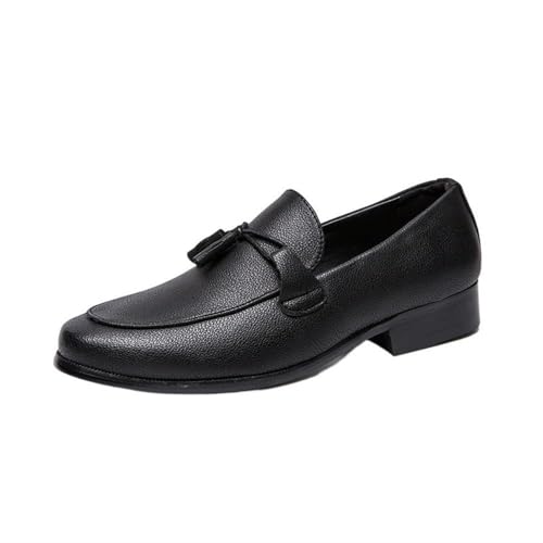 Men's Classic Leather Dress Shoes Pointed Toe Slip-On Non-Slip Soft Sole Oxford Shoes