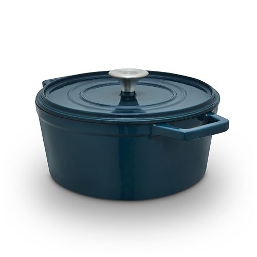 Barbary & Oak Nattura 24cm/3.6L Round Cast Iron Casserole/Dutch Oven/Cooking Pot with Durable Enamel Interior, Self-Basting Lid, Induction Compatible, Agave, BO800321AGV