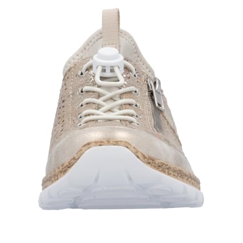 Image of Rieker N42V1 Nikita Women's Sneakers - Lightweight Walking Slip-On Sneakers with Floral Design, Elastic Bungee Lacing & Cushioned Durable Sole for Comfort
