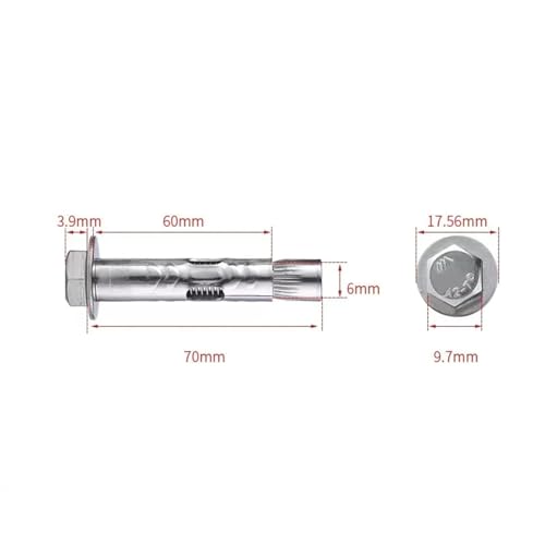Image of 5Pcs M6*70mm Expansion Screw Bolts Stainless Steel Anchor Bolts for Wall