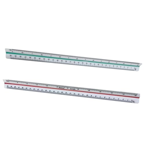 Xiciki 2 Stück Architektonisches Lineal, Kunststoff Maßstab Lineal Dreikantmaßstab für Architekten und Ingenieuren: 1:20 1:25 1:50 1:75 1:100 1:200 1:250 1:300