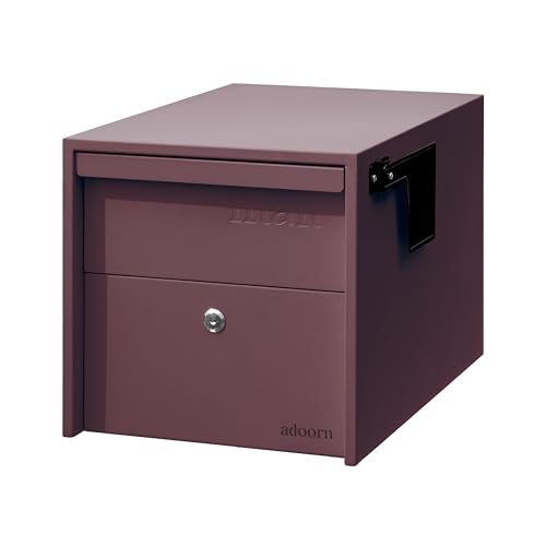 Image of Adoorn Lockable Post Mount Mailboxes for Outside - Small Anti-Theft Locking Mailbox for Packages and Letters - Weatherproof Construction - Durable Steel - 12 inch H x 12 inch W x 18.5 inch D - Malbec