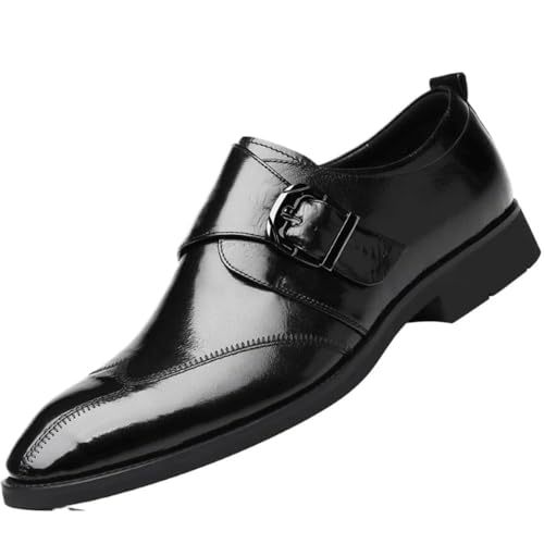 Men's Oxford Dress Shoes Leather Business Formal Loafers Lace Up Non Slip Comfortable Office Buckle Shoes Classic Tuxedo for Men Wedding