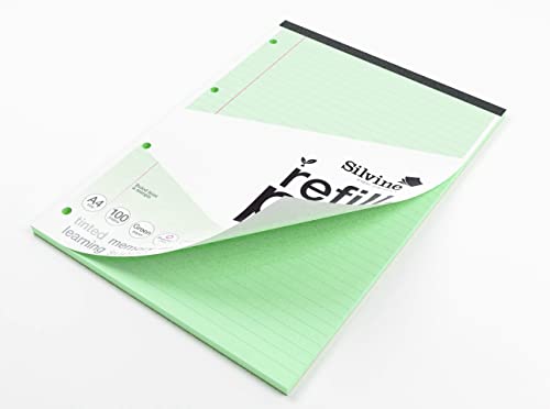 Silvine A4 Green Paper Dyslexia Refill Pad - Lined with Margin (100 Pages) - Image 4