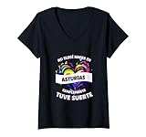 Mujer Frase Divertida Para Gente de Asturias Camiseta Cuello V