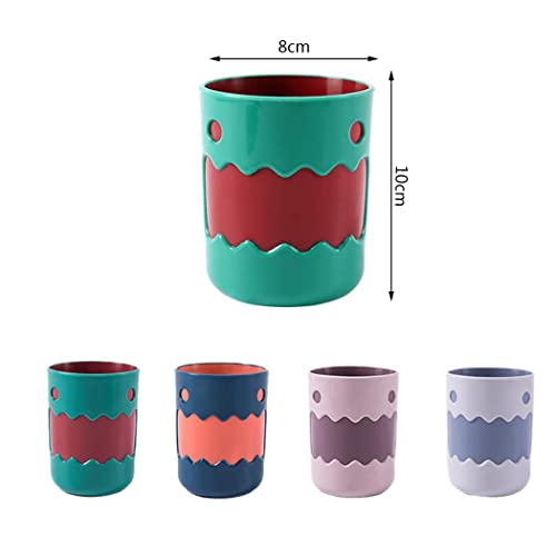 Hoshen cute little monster color matching mouthwash cup, reusable toothbrush holder, bathroom cup, tooth brushing cup, plastic 450ml (1Pcs, Green) - Image 2
