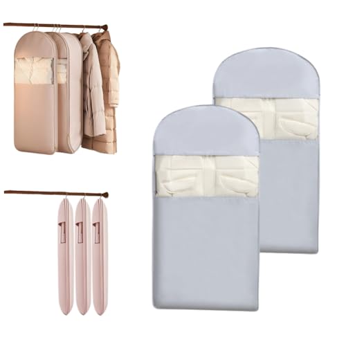 Otherwise Garment Bags, 2025 Space Saving Hanging Garment Bag with Self Compression Zipper, Dust Cover Clothes Bags for down Coat (Grey, L*2) - Main Image