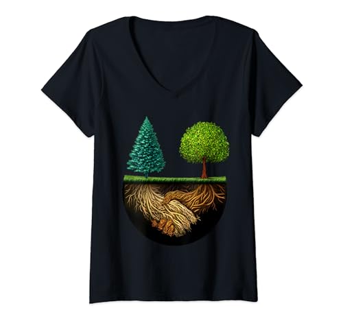 Árboles y Hábitat Forestal Arborista Camiseta Cuello V