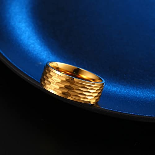 Wycian Ring Damen Personalisiert, Edelstahl Ring Männer Wabenmuster Farbe Größe 60 (19.1) Jubiläums Geschenk für Freund Freundin