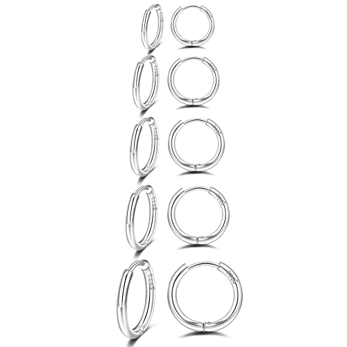 PABBEU 5 Paar Creolen Silber 925 Klein Silber Ohrringe Damen Hypoallergen...