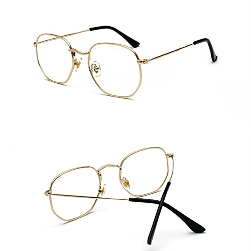 Lunettes de soleil UV400 protection totale style rétro carré polygone monture métal
