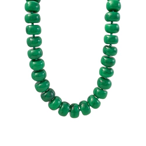 PanLuca Miniature Glass Bead & Oversized Multi-Color Resin Bead Statement Necklace - 17