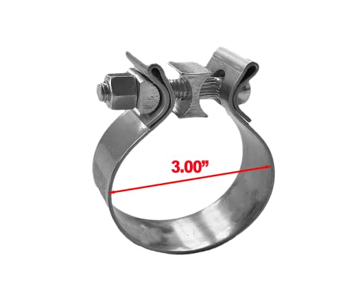 Image of 3 inch Inlet to 4 inch NETAMI NT-1690 Exhaust Tip Double Wall Stainless Steel Side Exit for Truck with Clamp Chrome Polish
