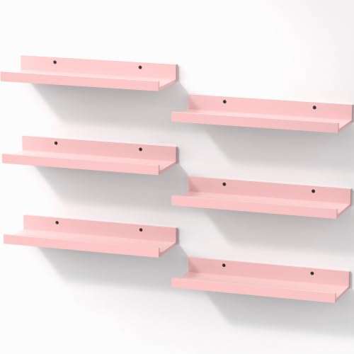 Image of BAYKA 15.7x5.12 Floating Shelves for Wall,Room Decor,Raised Lip,6 Pack