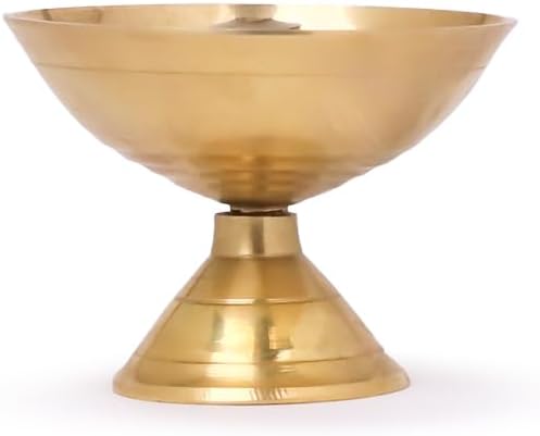 Shubhkart Handmade Solid Brass Indian Oil Lamp Pyali Diya for Puja & Other Religious Rituals | Home Décor, Office & Temples | Festive Gifts (Small)