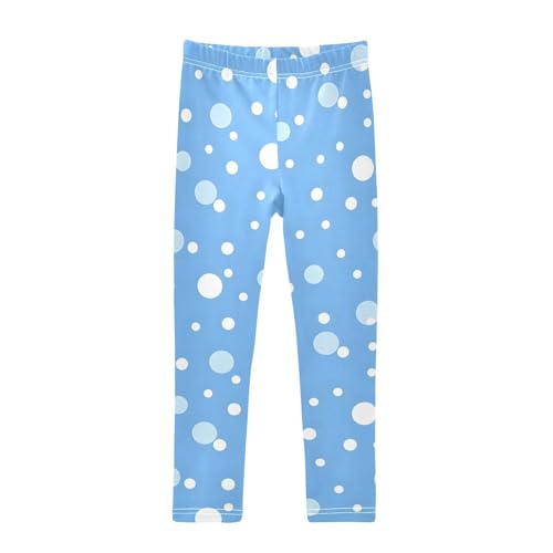 Blue White Bubbles Dots Girls Leggings Soft Stretch Workout Yoga Dance Pants for Kids Casual Tights