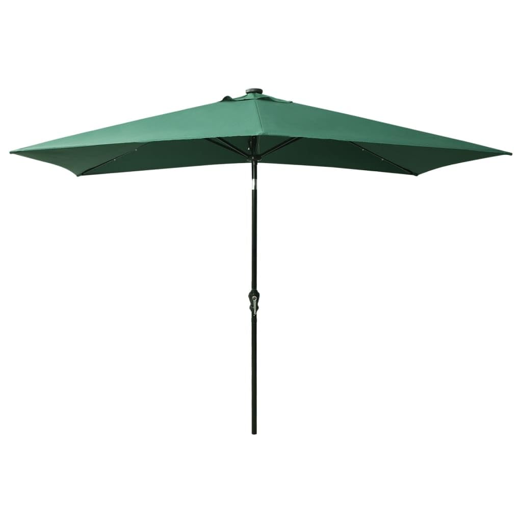 Ombrellone da giardino rettangolare da 2 x 3 m, con manovella e funzione di piegatura, con robusto palo in acciaio e luce ambientale, per terrazza, balcone, giardino, azzurro