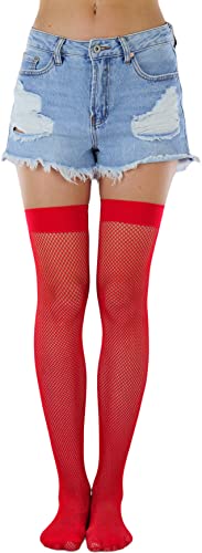 Image of ToBeInStyle Women's Diamond Large and Fine Fence Net Fishnet Nylon Thigh High