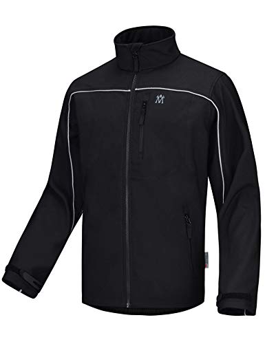 Lesmart Mens Softshell Jacket Fleece Lined Windproof Full Zip Tactical Hiking Athletic Outdoor CoatBlack S