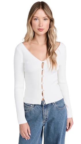 Enza Costa Women's Viscose Sweater V Cardigan