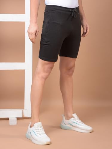 Image of Dollar Cotton Rich Fabric Solid Men's Shorts | Ribbed Waistband with Drawcord | Fashionable Print with Logo Branding | Side Pockets with Zip on one Side | Wide Array of Attractive Colours