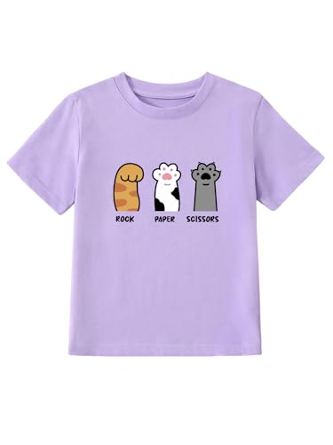 Girl's Rock Paper Scissors Cute Paw Funny Cat T-Shirt