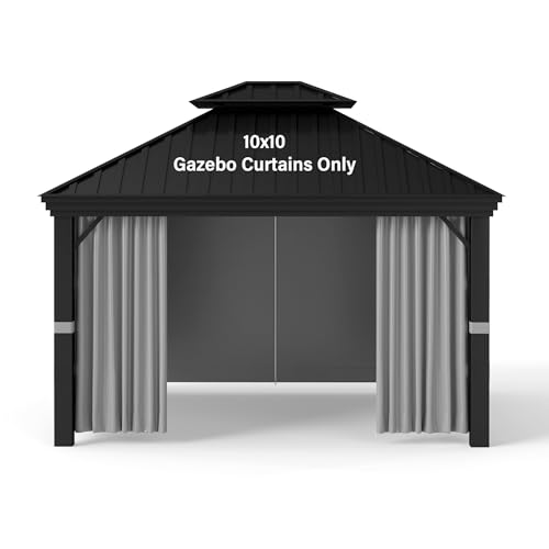 Gazebo Privacy Curtain 10'x10', Outdoor Waterproof Curtains with Zipper Side