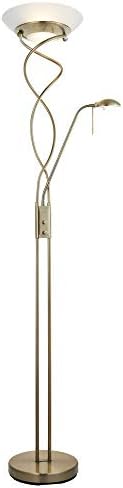 Mother & Child Floor Lamp with Rotary Dimmer, Antique Brass Finish with Opal Glass