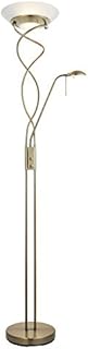 Mother & Child Floor Lamp with Rotary Dimmer, Antique Brass Finish with Opal Glass